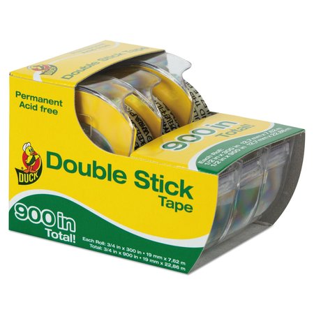 Duck Brand Double Sticking Tape, 1/2"x300", Clear, PK3 00-21087